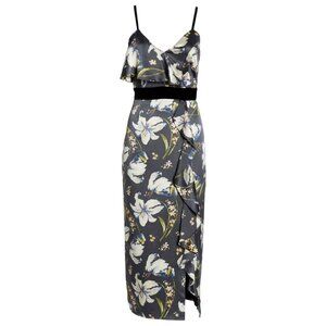 Cinq à Sept $397 Leena Silk Floral Black and White Dress Size 2